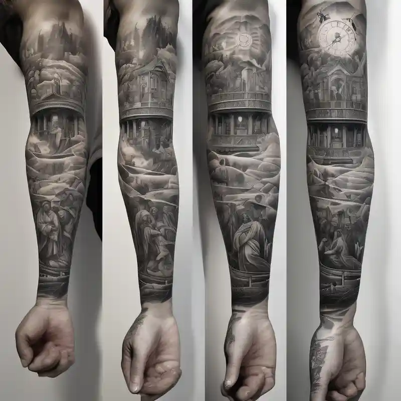 full sleeve arm tattoo of jesus timeline of life cute tattoo idea